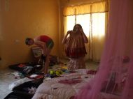 The girls unpacking